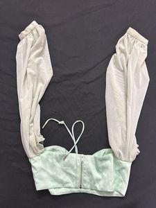 Mint Green Corset Top with Sleeves
