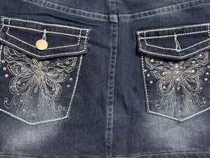 Y2k Classic Blue Denim Mini Skirt with embroidery