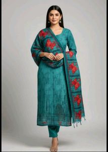 Teal Printed Kurta Set unused