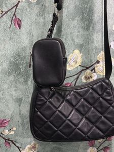 Quilted Crossbody Bag with Pouch