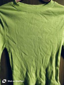 Lime Green Ribbed Long Sleeve Top