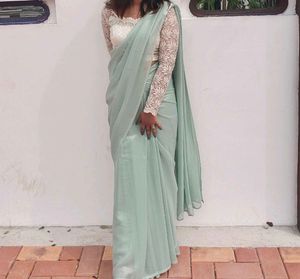 Elegant Pastel Green Saree