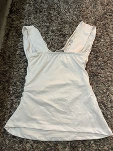 Chic White Ruched V-Neck Top