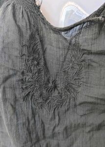 Boho Black Embroidered Top