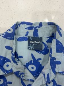 Cute Blue Fish Print Shirt