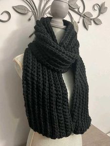 handmade Black Knit Scarf