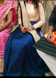 Elegant Sequined Blouse &amp; Royal Blue Skirt Set