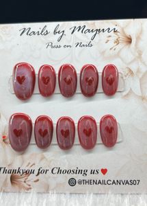 Red Heart Press On Nails