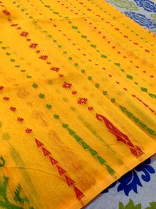 Vibrant Yellow jamdani  Saree