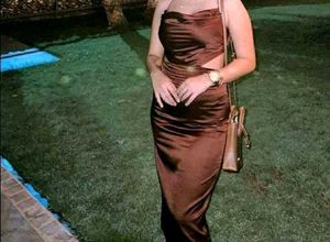 Brand New (Urbanic) Coffee Brown Satin Slip Dress