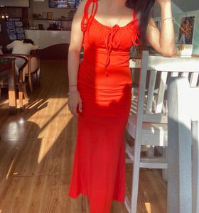 Savana orange Bodycon Midi Dress