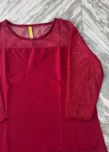 Elegant Red Lace Sleeve kurta