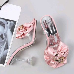 Pink butterfly knot designer heels
