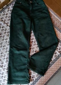 Dark Green Wide Leg Jeans