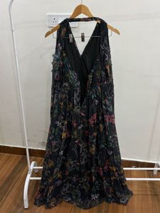 BEBE Botanical Cold shoulder Lace Trim Maxi