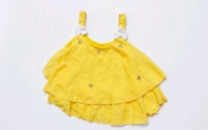 Yellow Tiered Ruffle Top with Butterfly Straps