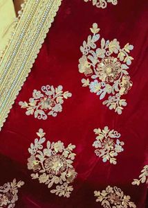 Anarkali gawn with velvet shawl