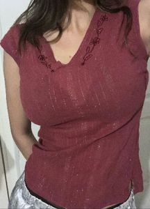 Maroon Sparkle Tunic Top
