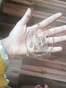 Boho Hoop Earrings with Dangling Coins
