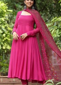 Vibrant Pink Embroidered Sleeve