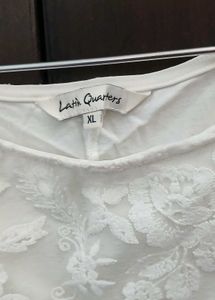 Elegant Floral White Top - XL Size