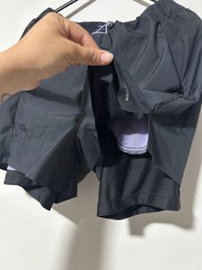 Black Athletic Shorts with Built-in Leggings