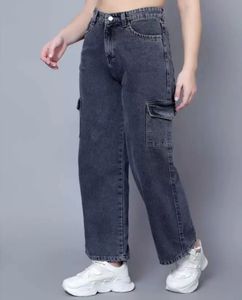 Stylish Dark Wash Cargo Jeans