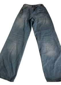 Vintage Blue washed high waist Straight Leg Jeans