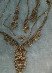 Gold Tone Rhinestone Necklace: 2, with bracelet