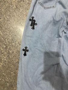 Cross Print Denim Jeans