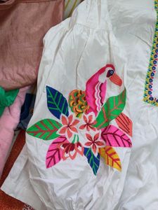 Embroidered White Cotton top