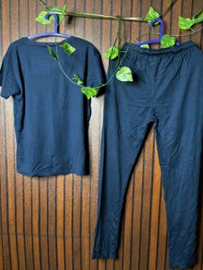 Navy Blue "Smile" Printed Cord Set