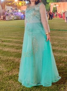 Elegant Teal Sequin Gown