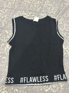 Black Ribbed Crop Top with "#Flawless"