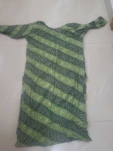 Green Bandhani Print Kurta