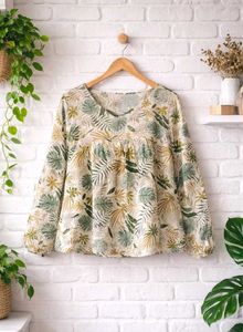 Boho Floral Print Long Sleeve Blouse