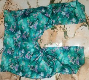 Teal Floral Print Kurta with Dhoti Pants