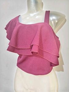 Chic Maroon Ruffle One-Shoulder Top
