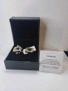 PEORA Square Blue &amp; Gold Cufflinks