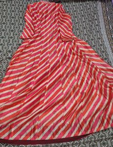 Elegant Pink &amp; Orange Chevron Anarkal gown