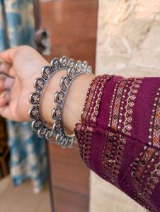 Navratri Silver Oxidised Bangles