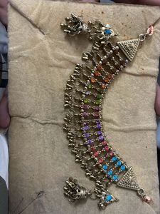 Boho Beaded Necklace with Jhumka Earrings