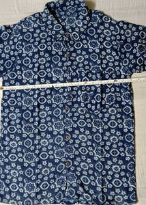 Men's Blue Printed Short Sleeve Shirt