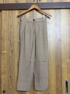 Tan Linen Blend Wide Leg Pants