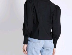 Chic Black Embellished Neck Top