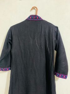 Embroidered Black Tunic Top