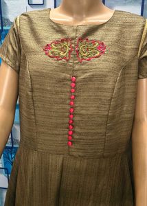 Elegant Embroidered Brown Gone With Dupatta Katan