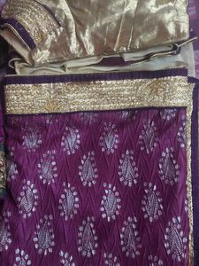 Purple Saree with Golden Border