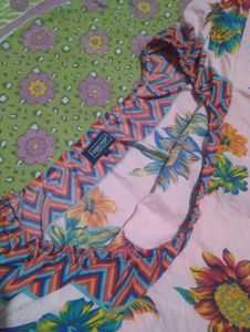 Pink Floral Print Square Neck Top
