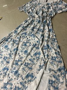 Blue Floral Midi Dress
